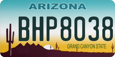AZ license plate BHP8038