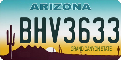 AZ license plate BHV3633