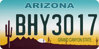 AZ license plate BHY3017