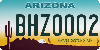 AZ license plate BHZ0002