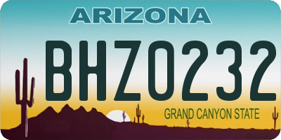 AZ license plate BHZ0232