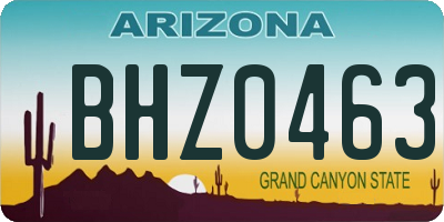 AZ license plate BHZ0463