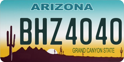 AZ license plate BHZ4040