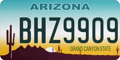 AZ license plate BHZ9909