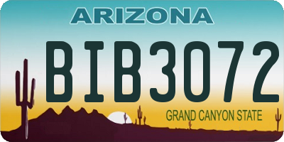 AZ license plate BIB3072