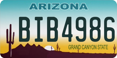 AZ license plate BIB4986