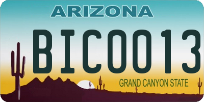 AZ license plate BIC0013