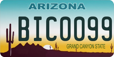 AZ license plate BIC0099