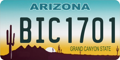 AZ license plate BIC1701