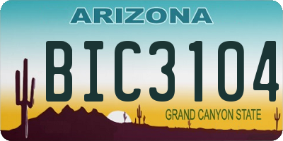 AZ license plate BIC3104