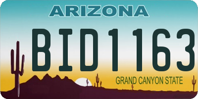 AZ license plate BID1163