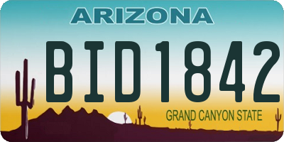 AZ license plate BID1842