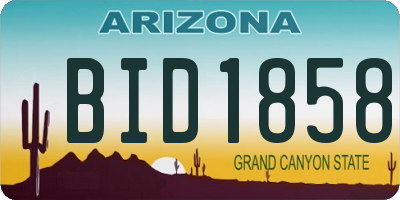 AZ license plate BID1858