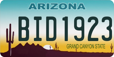 AZ license plate BID1923