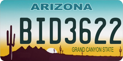 AZ license plate BID3622