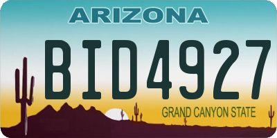AZ license plate BID4927
