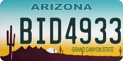 AZ license plate BID4933