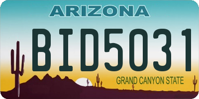 AZ license plate BID5031