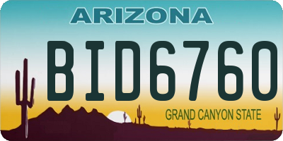 AZ license plate BID6760