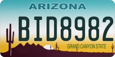 AZ license plate BID8982