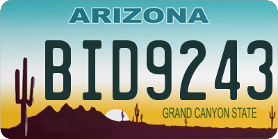 AZ license plate BID9243