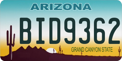 AZ license plate BID9362