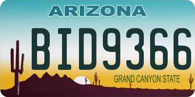 AZ license plate BID9366
