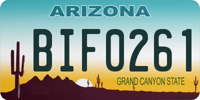 AZ license plate BIF0261