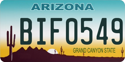 AZ license plate BIF0549