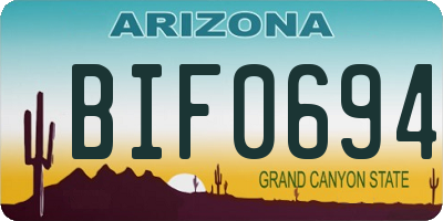 AZ license plate BIF0694