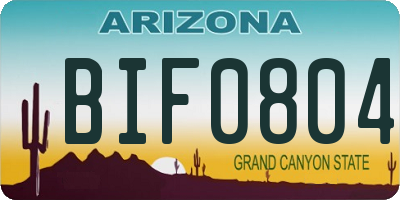 AZ license plate BIF0804