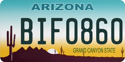 AZ license plate BIF0860