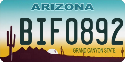 AZ license plate BIF0892