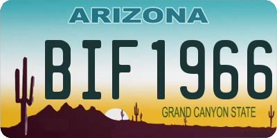 AZ license plate BIF1966
