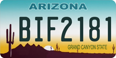 AZ license plate BIF2181