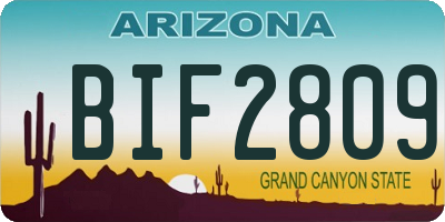 AZ license plate BIF2809