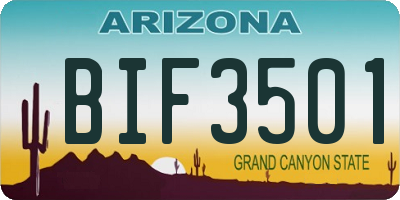 AZ license plate BIF3501