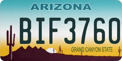 AZ license plate BIF3760