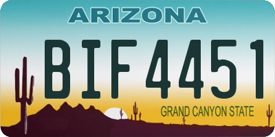 AZ license plate BIF4451