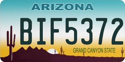AZ license plate BIF5372
