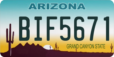 AZ license plate BIF5671