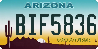 AZ license plate BIF5836