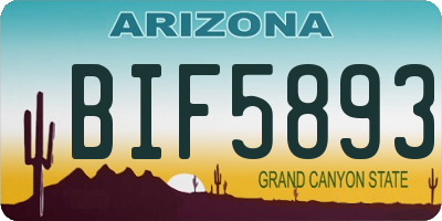 AZ license plate BIF5893