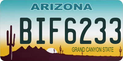 AZ license plate BIF6233