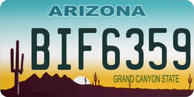 AZ license plate BIF6359