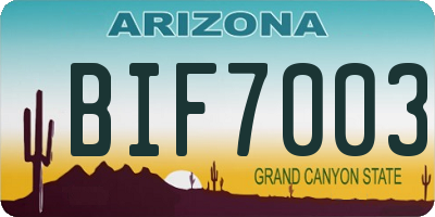 AZ license plate BIF7003