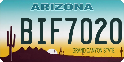 AZ license plate BIF7020