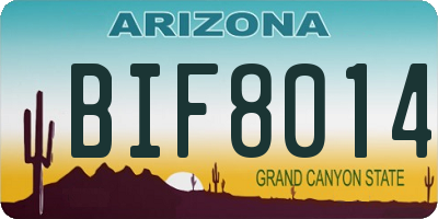 AZ license plate BIF8014