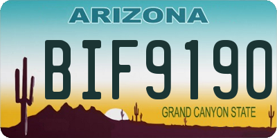 AZ license plate BIF9190