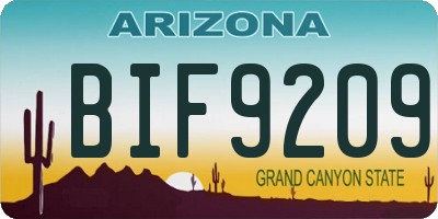AZ license plate BIF9209